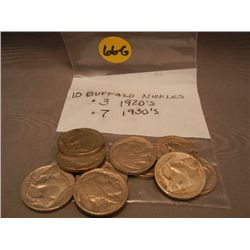 (10) Buffalo Nickels, 1920s-1930s