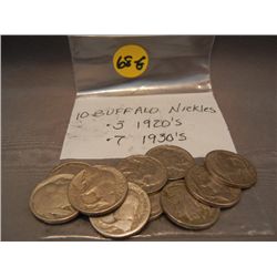 (10) Buffalo Nickels, 1920s-1930s
