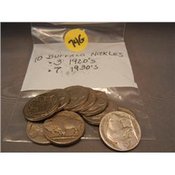 (10) Buffalo Nickels, 1920s-1930s