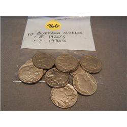 (10) Buffalo Nickels, 1920s-1930s