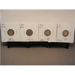 (4) Barber Dimes: (2) 1907, 1911, and 1913