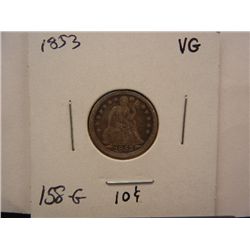 1853 Seated Liberty Dime