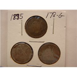 (3) 1895 Seated Liberty Dimes