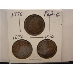 (3) Seated Liberty Dimes: (2) 1878 & 1876
