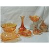 Image 1 : LOT 7 MARIGOLD CARNIVAL GLASS PIECES