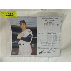 HARMON KILLEBREW AUTOGRAPHED PHOTO COA