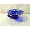 Image 1 : COBALT BLUE GLASS FOOTED CORNUCOPIA BOWL