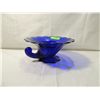Image 2 : COBALT BLUE GLASS FOOTED CORNUCOPIA BOWL
