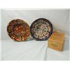 Image 1 : LOT 3 VINTAGE DECORTIVE TIN BOWL AND CIGAR BOX