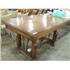 Image 1 : ANTIQUE OAK INLAID QTR SAW DINING TABLE LEAVES
