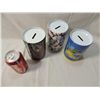 Image 2 : LOT 3 TIN ROUND COIN BANKS HELLO KITTY STEALTH