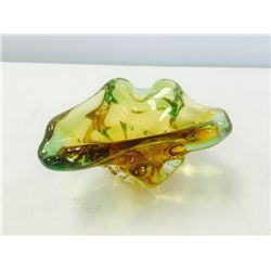 Hand Blown Canadian "Chalet" Amber Art Glass Cigar Ashtray