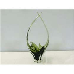 Hand Blown Canadian "Chalet" Green Art Glass Vase