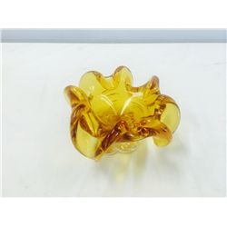 Hand Blown Canadian "Chalet" Amber Art Glass Bowl