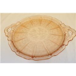 Pink Depression Glass "Flower Pattern" Serving Plate