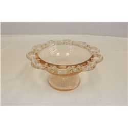 Pink Depression Glass "Old Colony With Pink Lace Pattern" Compote