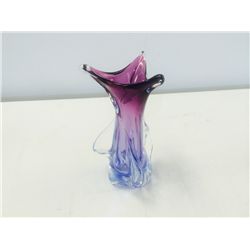 Hand Blown Amethyst/Blue Art Glass Vase