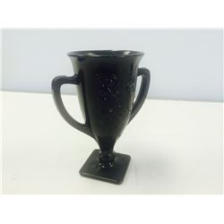 Rare Etched 1930' Black Glass Trophy Loving Cup