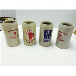 4 Assorted Pottery Beer Steins