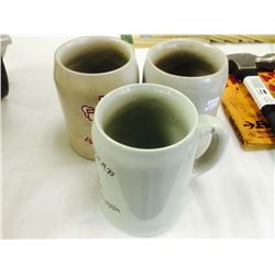 3 Assorted Pottery Beer Mugs