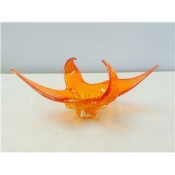 Hand Blown Canadian "Chalet" Orange Art Glass Bowl