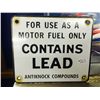 Image 1 : "Contains Lead" Porcelain Coated Gas Pump Sign