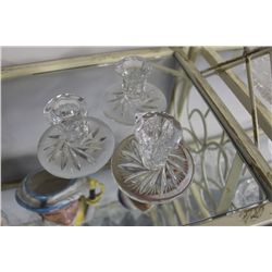 3 Pinwheel Crystal Candle Holders
