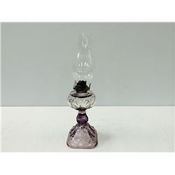 Antique Bullseye Pattern Pressed Glass Oil Lamp