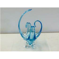 Hand Blown Canadian "Chalet" Blue Art Glass Centerpiece
