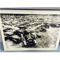 Pedal Car Junk Yard Print on Board
