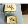 Image 1 : Hand Painted Porcelain Cigarette Box and Ashtray