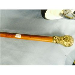 Vintage Walking Cane With Metal Handle