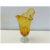 Image 1 : Hand Blown Amber and Clear Art Glass Vase