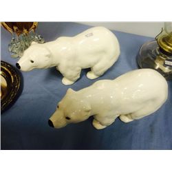 2 White Polar Bear Figurines