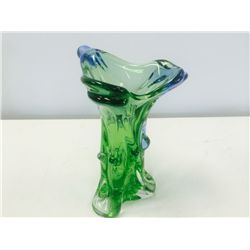 Hand Blown Canadian "Chalet" Blue/Green Art Glass Vase