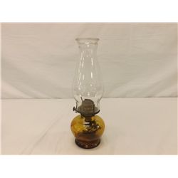 Antique Amber Glass Oil Lamp