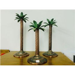 Set of 3 Copper Palm Tree Candle Holders