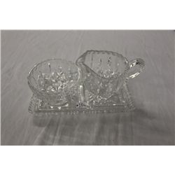 Crystal Cream and Sugar on Tray