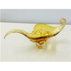 Hand Blown Canadian "Chalet" Amber Art Glass Bowl