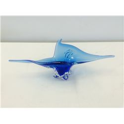 Hand Blown Canadian "Chalet" Blue Art Glass Bowl