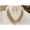 Image 1 : Gold Plated Designer Necklace and Earrings With Multi Colored Resin Stones