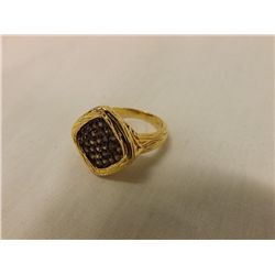 Joshua Lieff Designer Yellow Gold Plated Ring with Swarovski Crystals