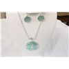 Image 1 : Designer Necklace and Earrings With Green Resin and C.Z.