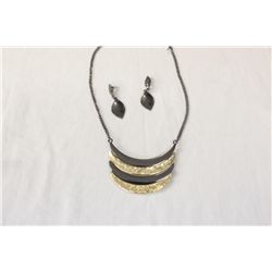 Designer Gold Plated and Black Rhodium Plated Necklace and Earrings