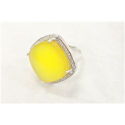 Sterling Silver Ring With Genuine Yellow Agate and C.Z. Size 7