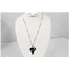 Image 1 : Designer Heart Necklace and Earrings With Black Resin and C.Z.