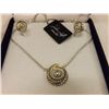 Image 1 : Joshua Lieff Designer Rhodium and Yellow Gold Plated Necklace/Pendant and Earrings with Clear Swarov
