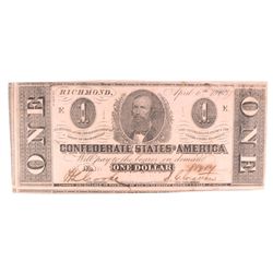 1863 $1 CONFEDERATE STATES OF AMERICA (T-62) CU