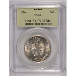 1947 WALKING LIBERTY HALF DOLLAR PCGS MS64