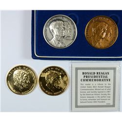 2 - COIN RONALD REGAN SET 1 - .999 SILVER 1 - BRONZE PLUS 2 - REGAN PRESIDENTIAL